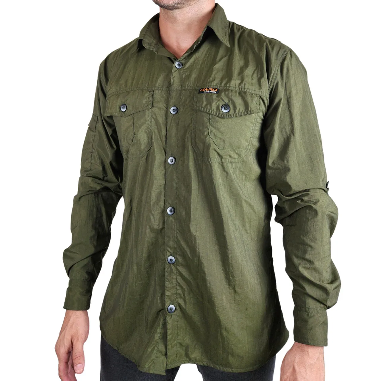 Camisa Hard Safari UV50+ Masc Verde Musgo