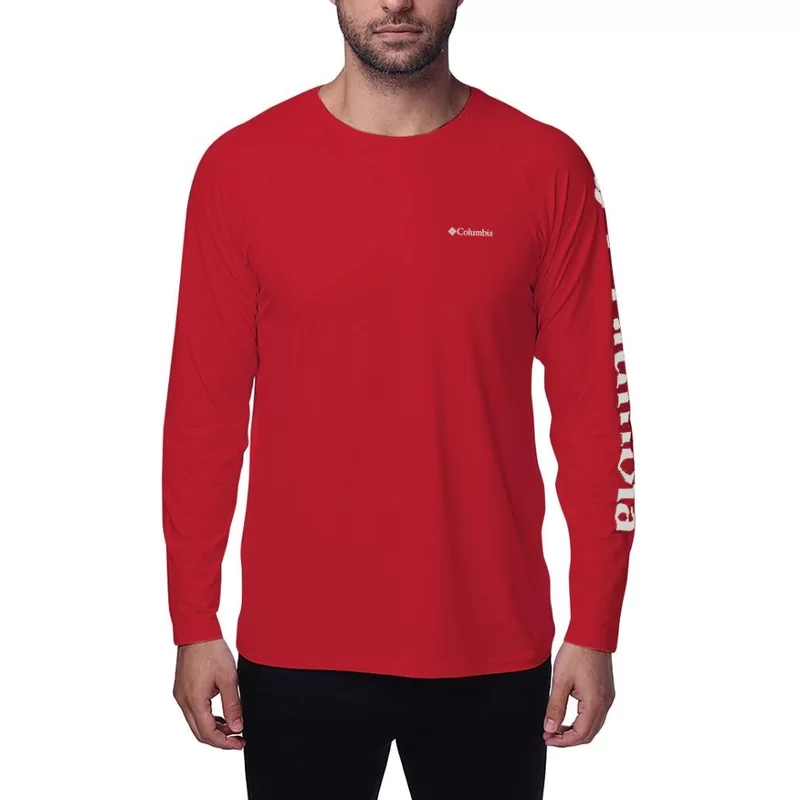 Camiseta Columbia Aurora ML Masc - Vermelho
