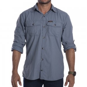 Camisa Hard Safari UV50+ Masc Cinza Azulado