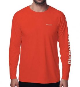 Camiseta Columbia Aurora ML Masc - Laranja