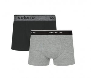 Cueca Selene Boxer Cotton Infantil Kit 2 Unidades - Preto / Cinza