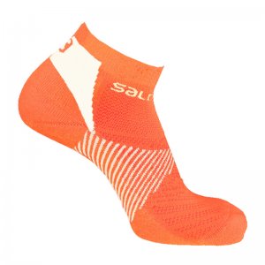 Meia Salomon Speed Support Fem - Laranja/Branco