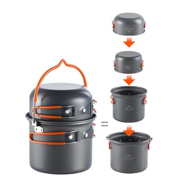 Kit de Panelas Naturehike Mountain Cook 4 Peas - Modelo Novo