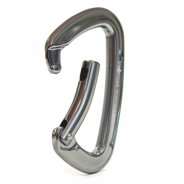 Mosqueto Usclimb Alumnio D S/Trava Curvo 25KN EN - Cinza