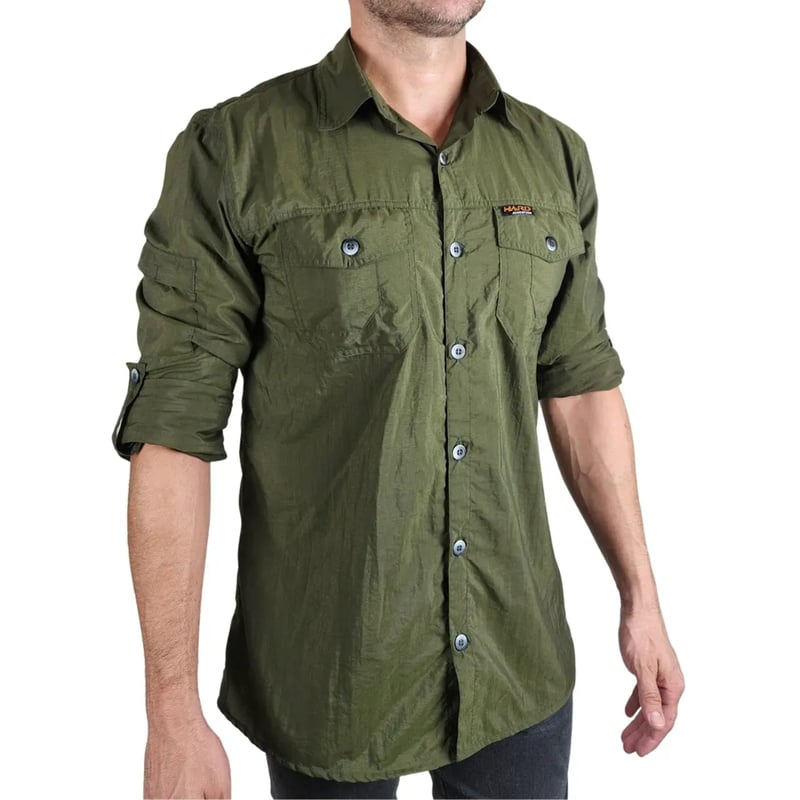 Camisa Hard Safari UV50+ Masc Verde Musgo