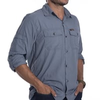 Camisa Hard Safari UV50+ Masc Cinza Azulado