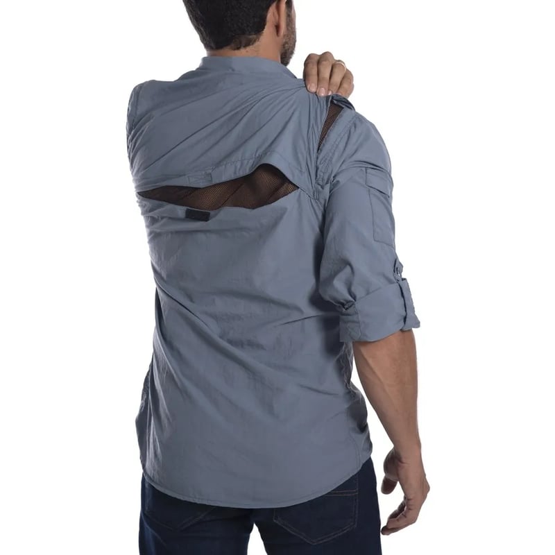 Camisa Hard Safari UV50+ Masc Cinza Azulado