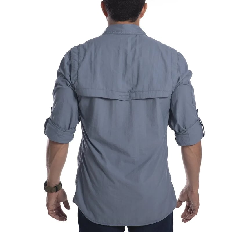 Camisa Hard Safari UV50+ Masc Cinza Azulado