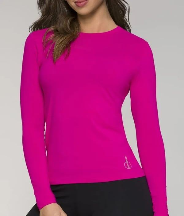 Camiseta Selene UV ML Fem - Rosa Neon