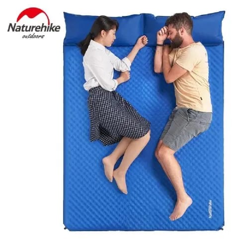 Isolante Auto Inflável Naturehike Mat com Travesseiro Casal - Azul