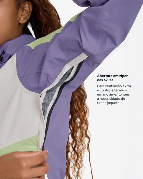 Jaqueta Galapagos Darwin Evolution 2.0 Fem - Lavanda e Verde (Impermeável)