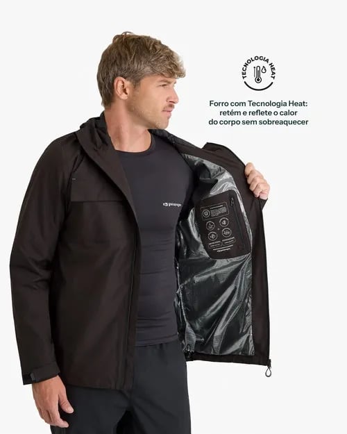 Jaqueta Galapagos Darwin Heat Masc - Preto (Impermeável)