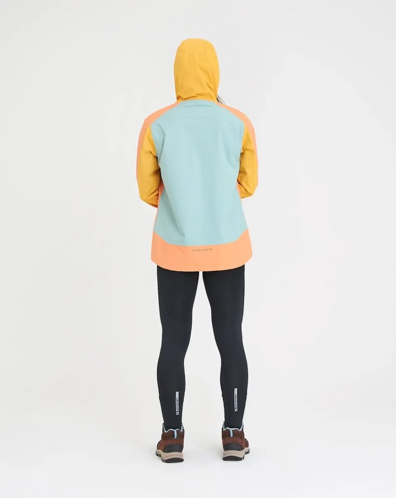 Jaqueta Galapagos Darwin Evolution Fem - Salmão e Amarelo (Impermeável)