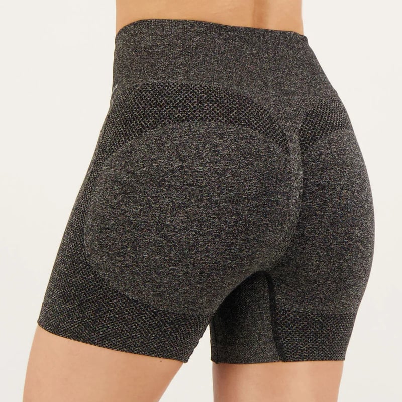 Shorts Selene Sem Costura Fem - Preto Mescla